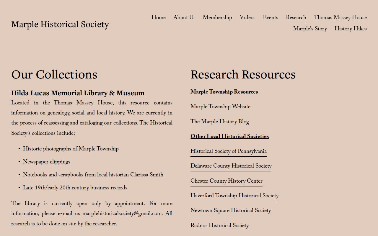 Marple Township residents directory Historical Society research collection