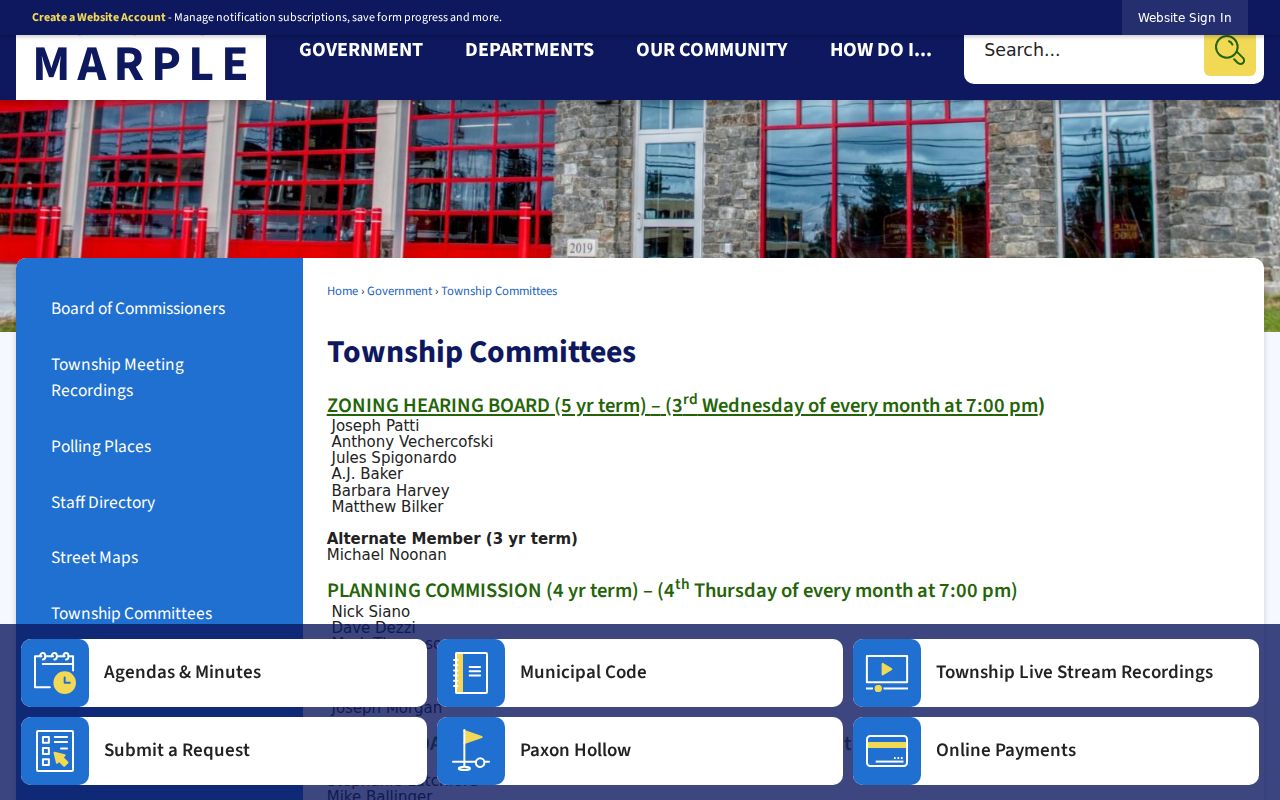 Marple Township neighbors Township committees and public civic contact routes