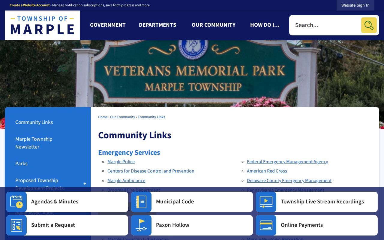 Marple Township neighbors community contact links