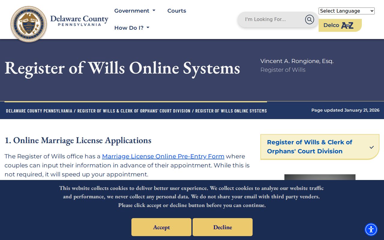 Marple Township resident lookup Register of Wills search