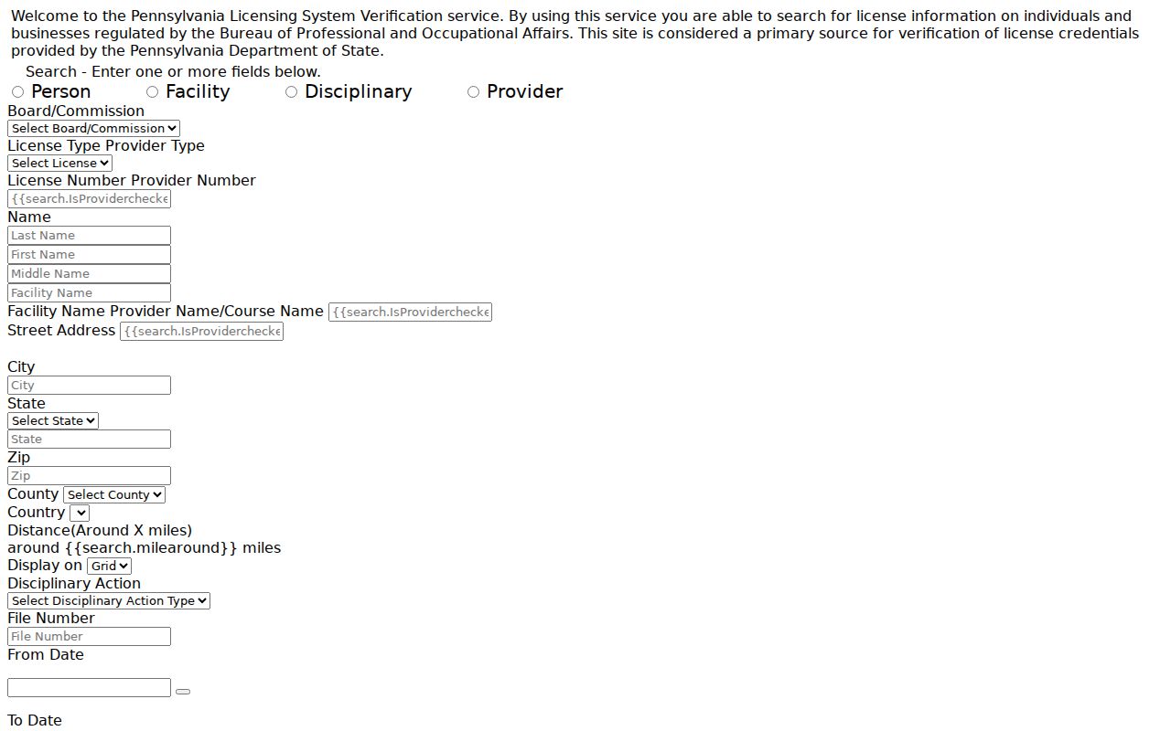 Marple Township resident lookup Pennsylvania licensing search