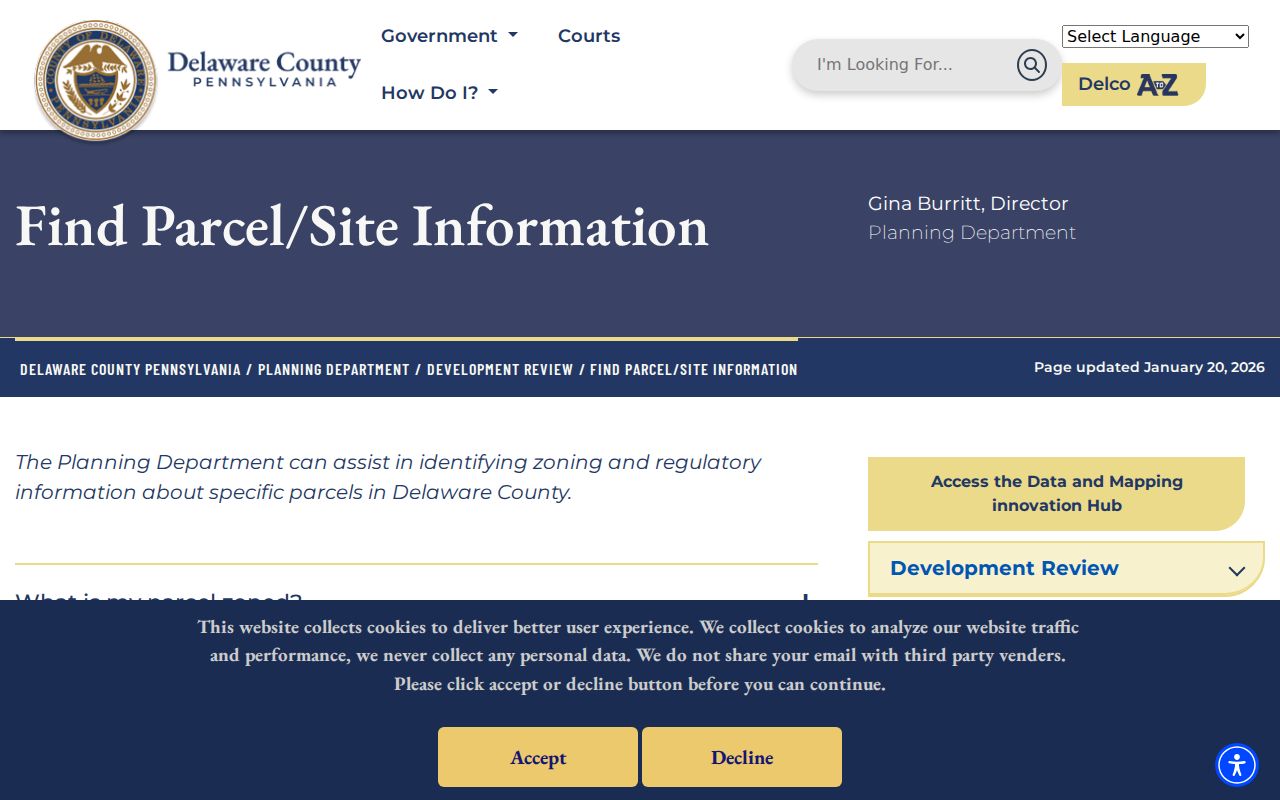 Marple Township ZIP code directory County parcel-information route